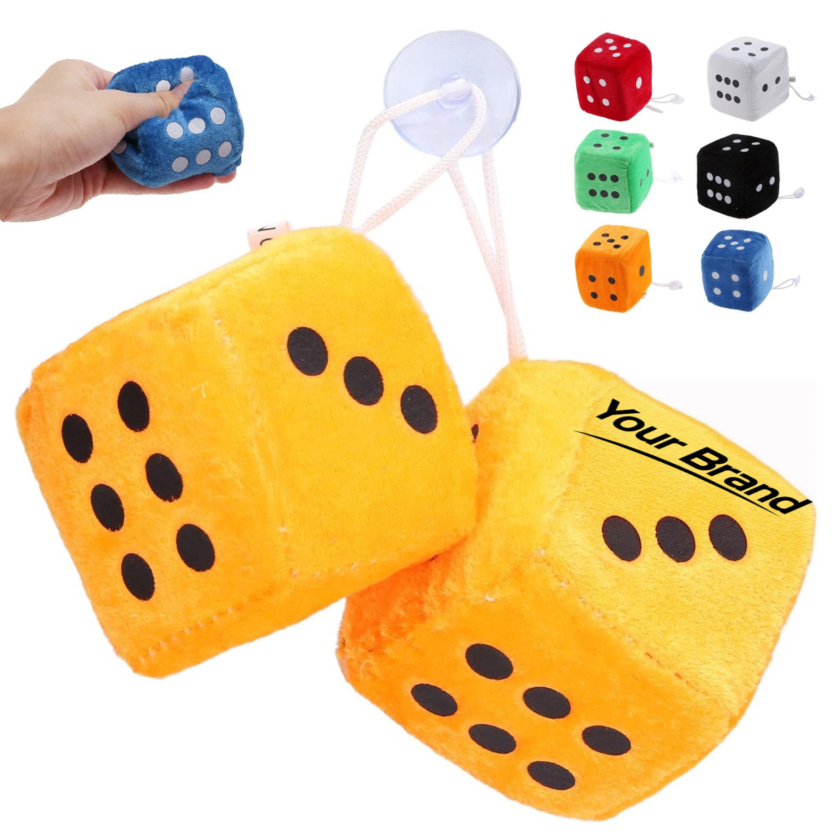 Mini Soft Plush Fuzzy Dice Hanging Car Decor Toy