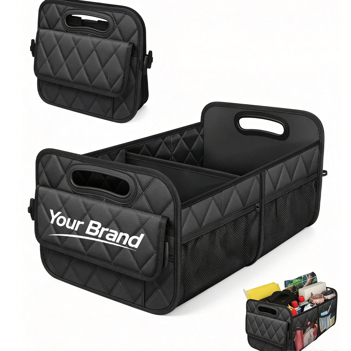 Heavy-Duty Collapsible Car Trunk Organizer with Lid Cover