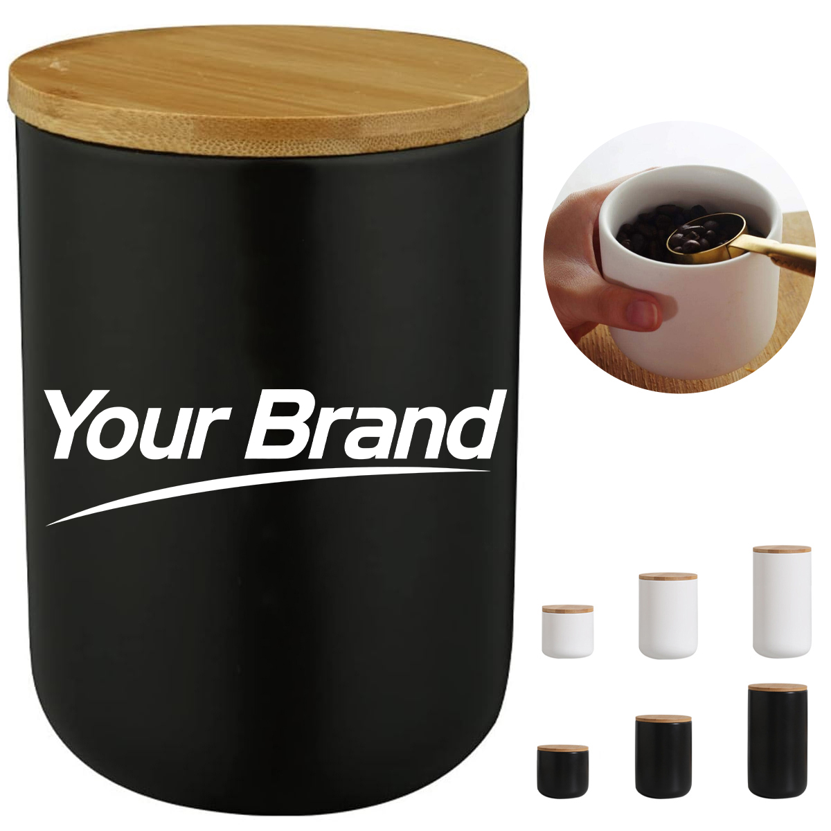 Minimalist Ceramic Airtight Kitchen Canister with Bamboo Lid