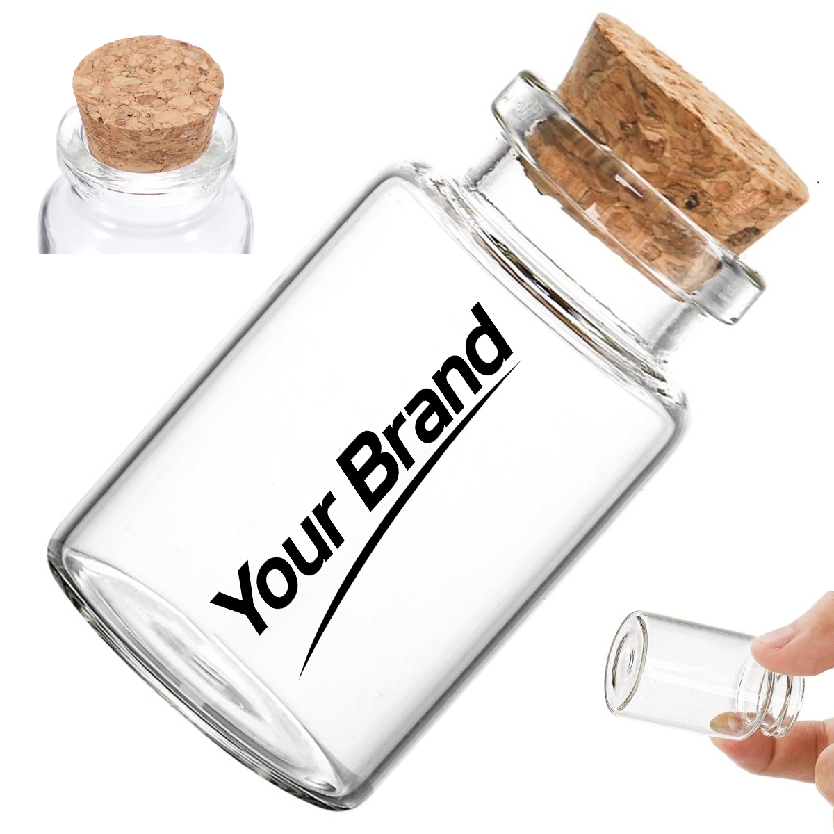 25ml Clear Glass Wish Bottle with Cork Stopper - 30x60mm