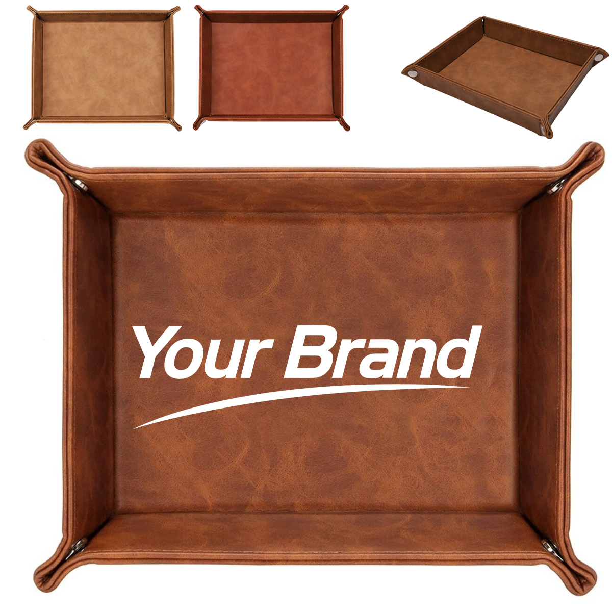 Foldable PU Leather Valet Tray and Dice Rolling Mat