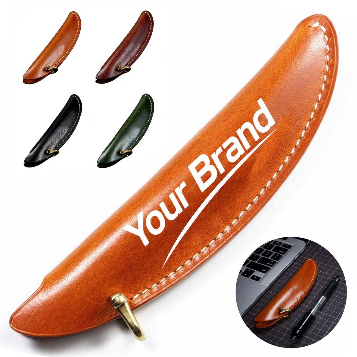 Handmade Genuine Cowhide Leather Single Pen Sleeve