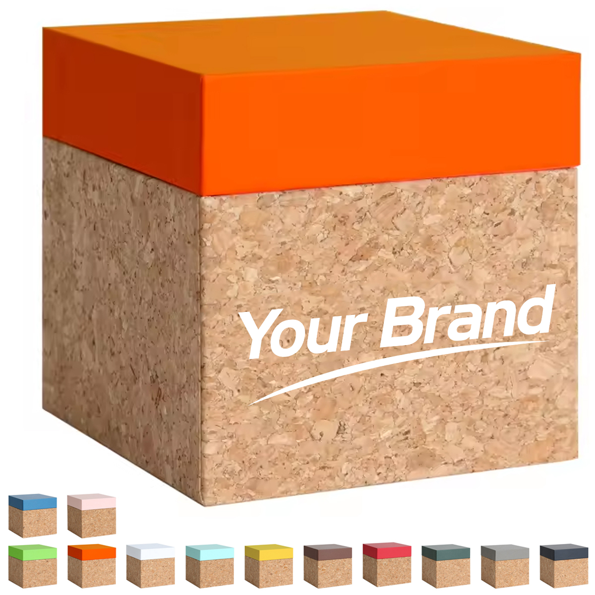 Eco-Friendly Cork Storage Cube Gift Box w/ Colored Lid