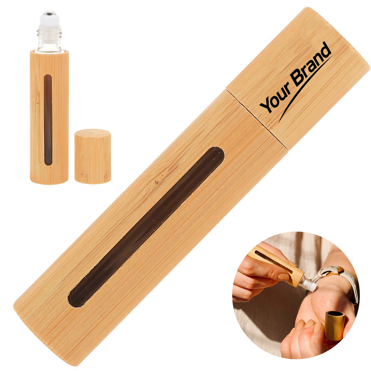 Bamboo Shell Glass Roller Bottle with Stainless Steel Ball