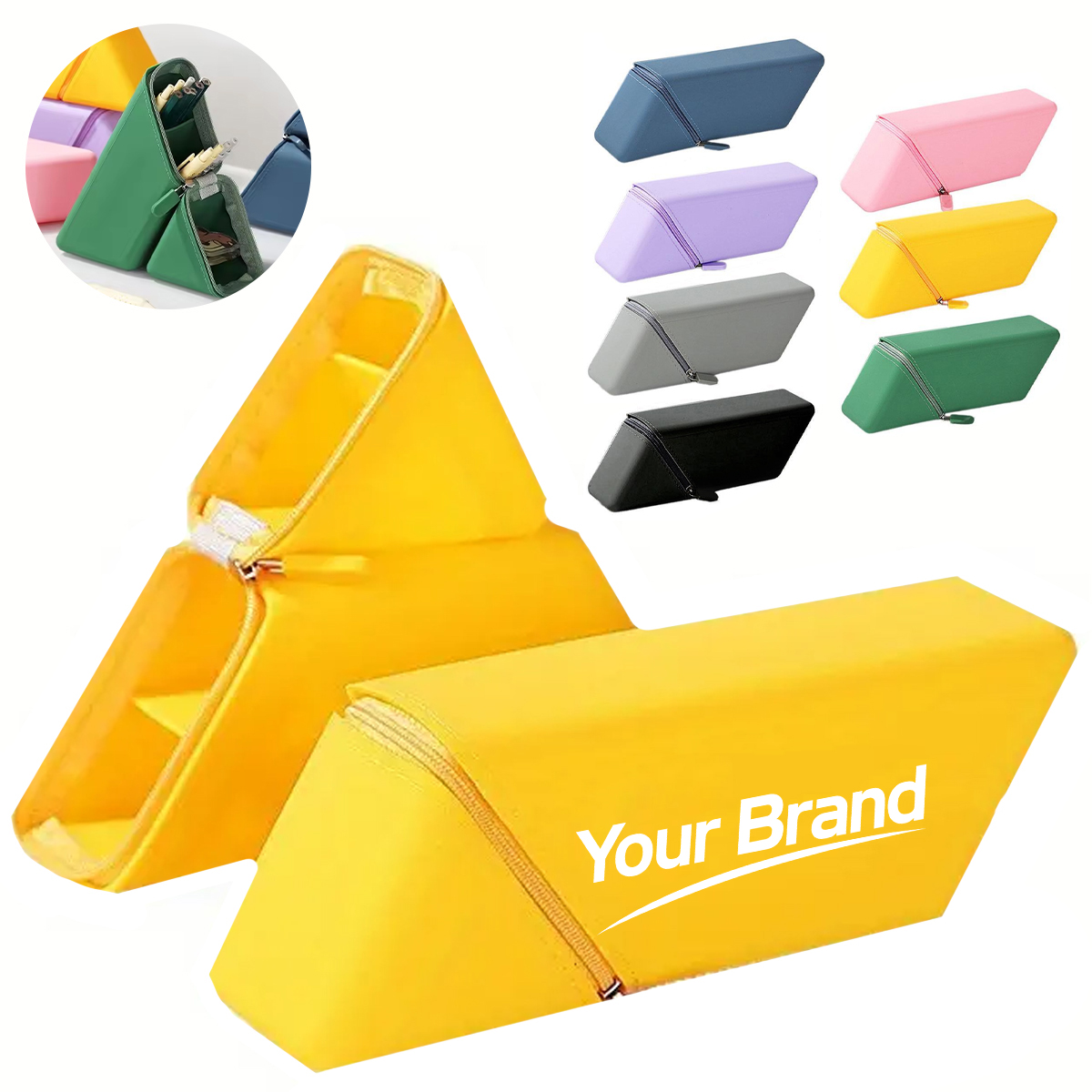 Silicone Triangular Standing Pencil Case & Desktop Organizer