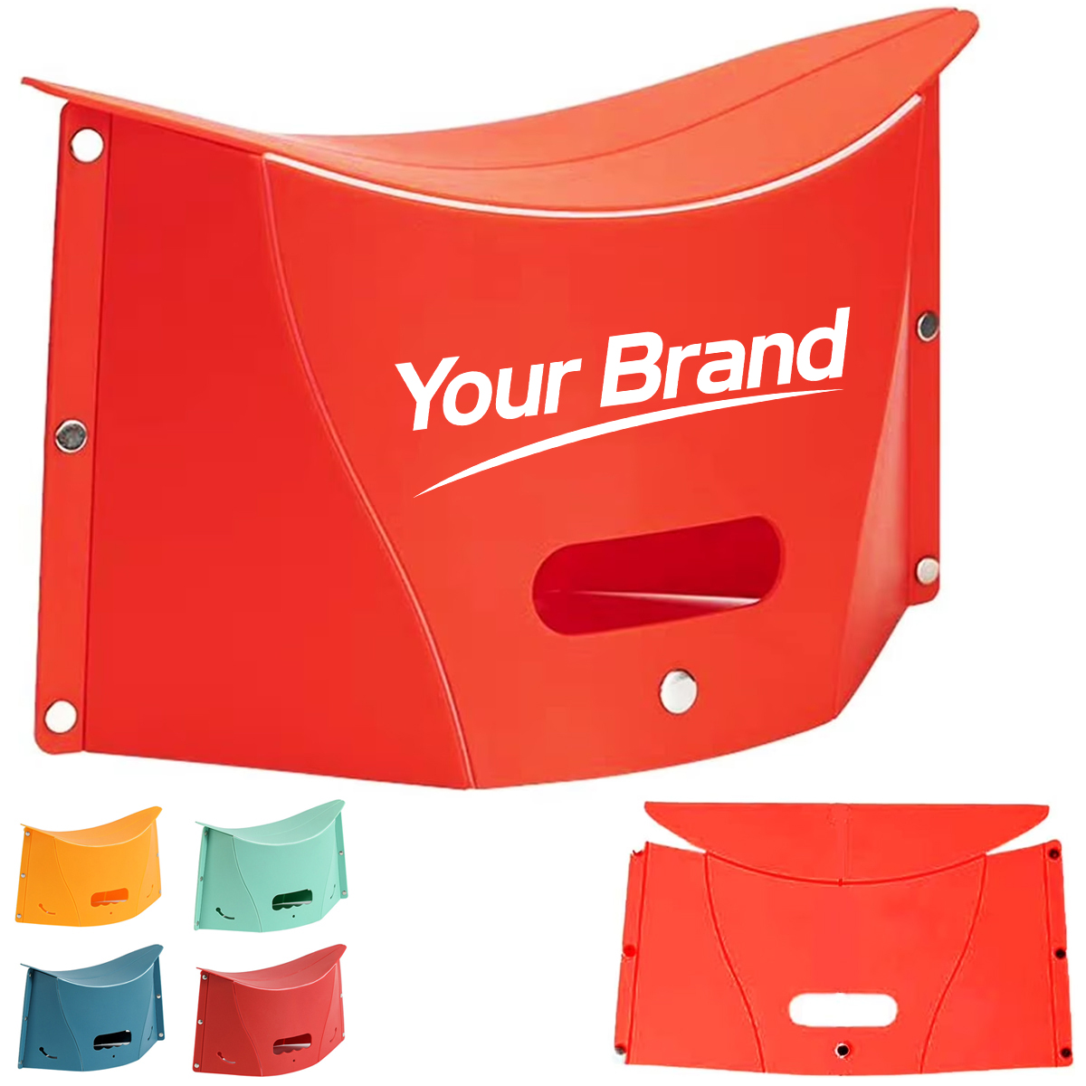 2-in-1 Foldable Plastic Card Stool & Hand Basket w/ Lanyard