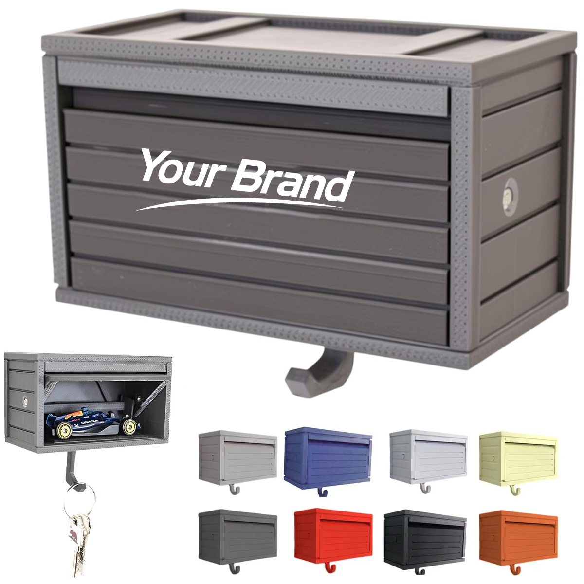 Gravity-Activated Key Holder & Wall Organizer w/ Car Display