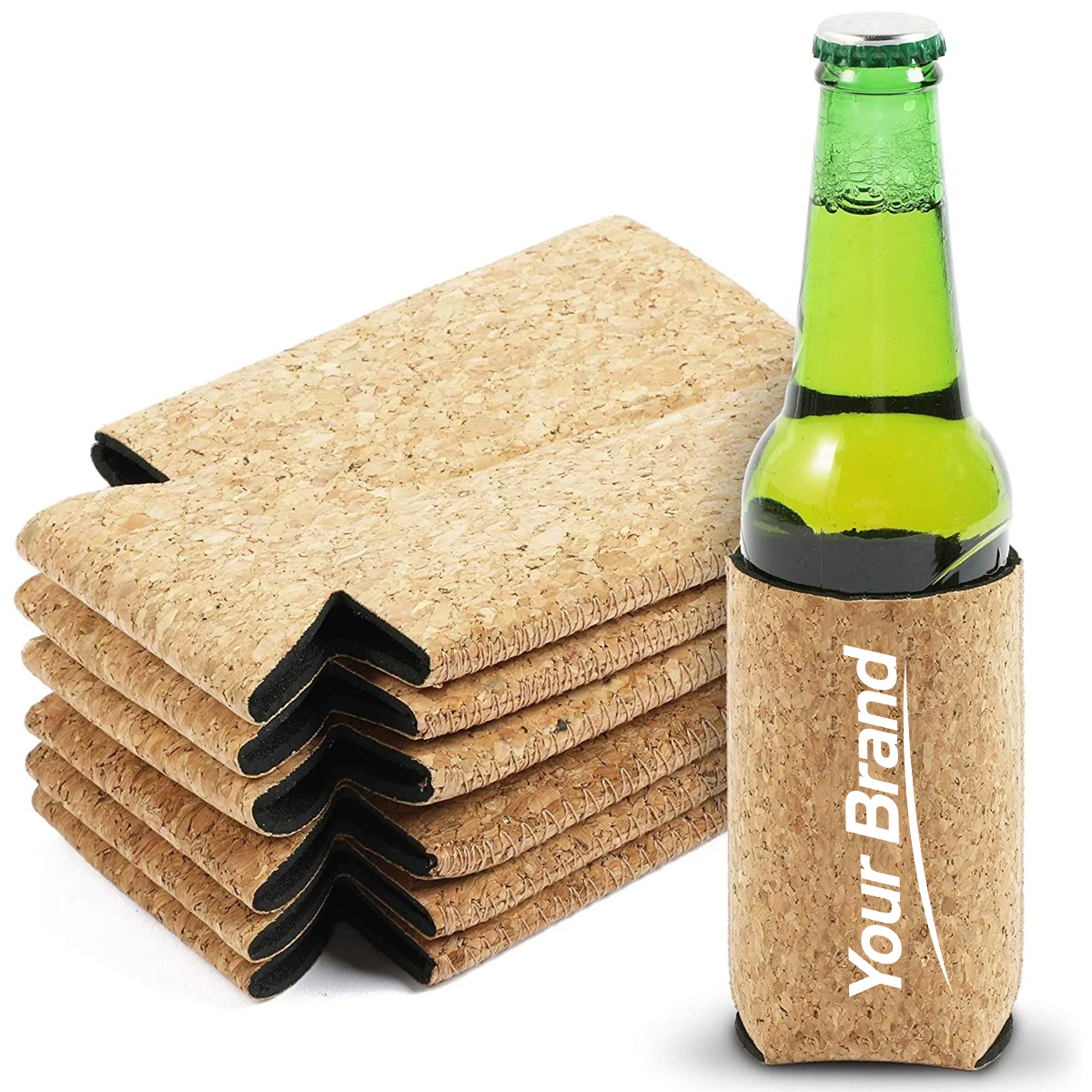 Cork Pattern Neoprene Collapsible Bottle & Can Cooler Sleeve