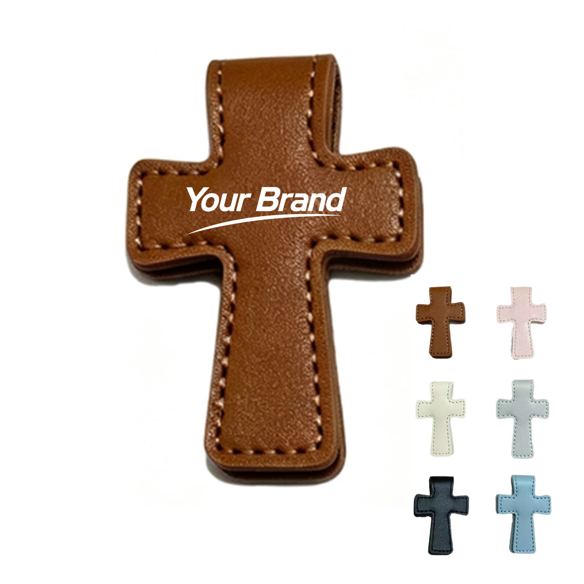 Custom PU Leather Magnetic Cross Bookmark Clip