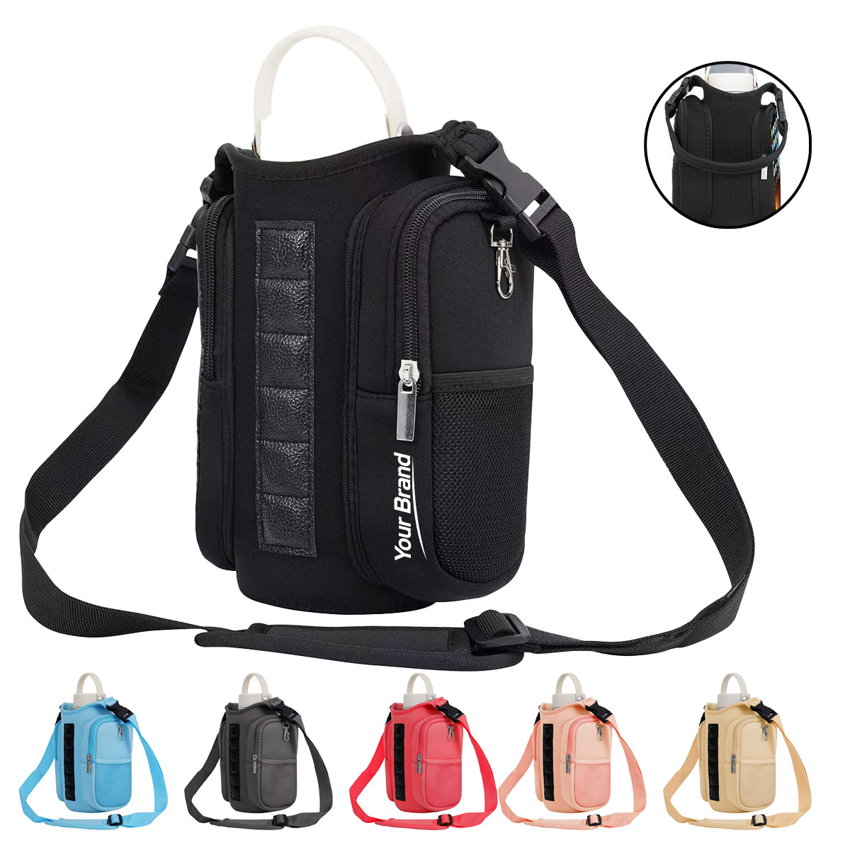 40oz. Neoprene Magnetic Gym Water Bottle Crossbody Bag