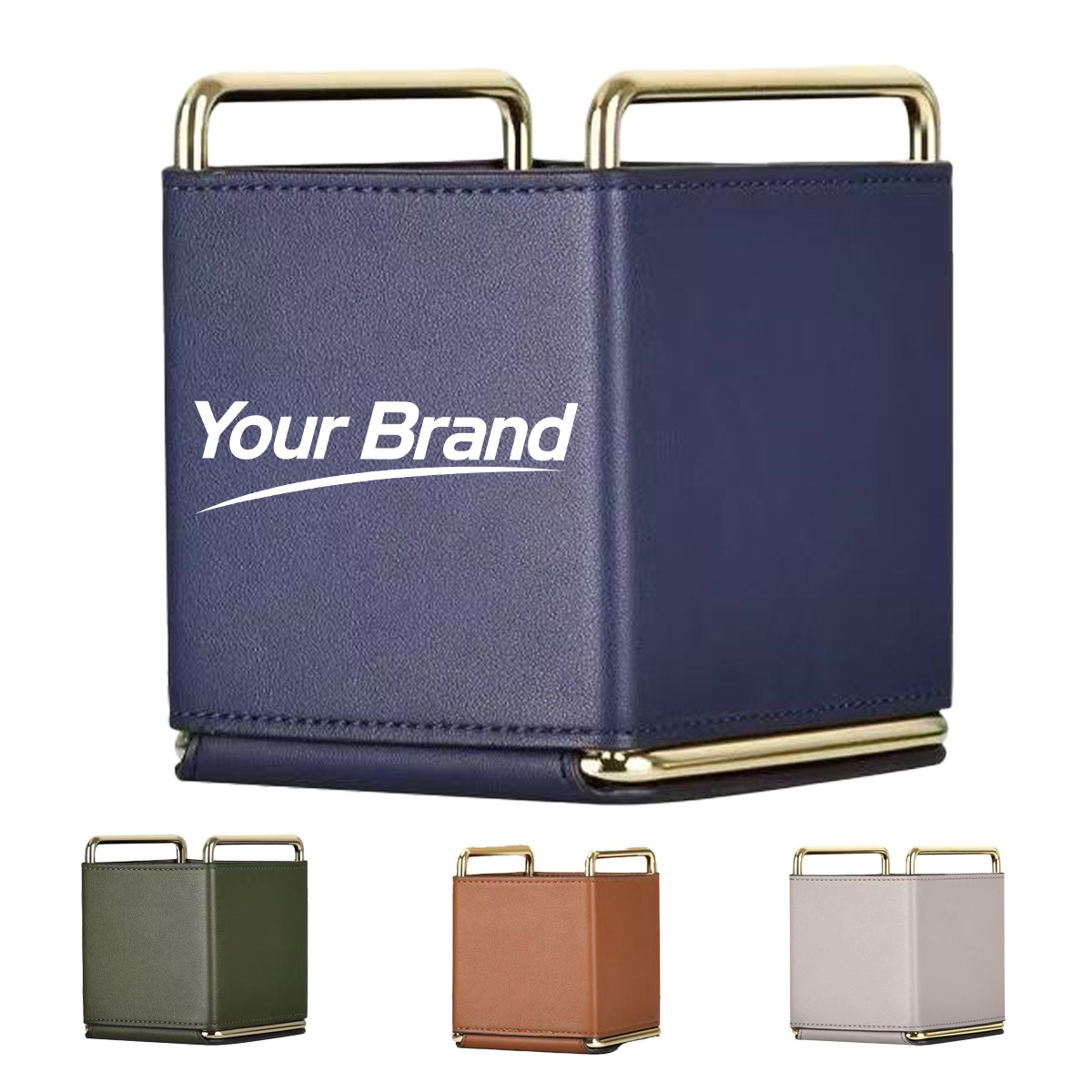 Premium PU Leather Desktop Organizer and Pen Holder