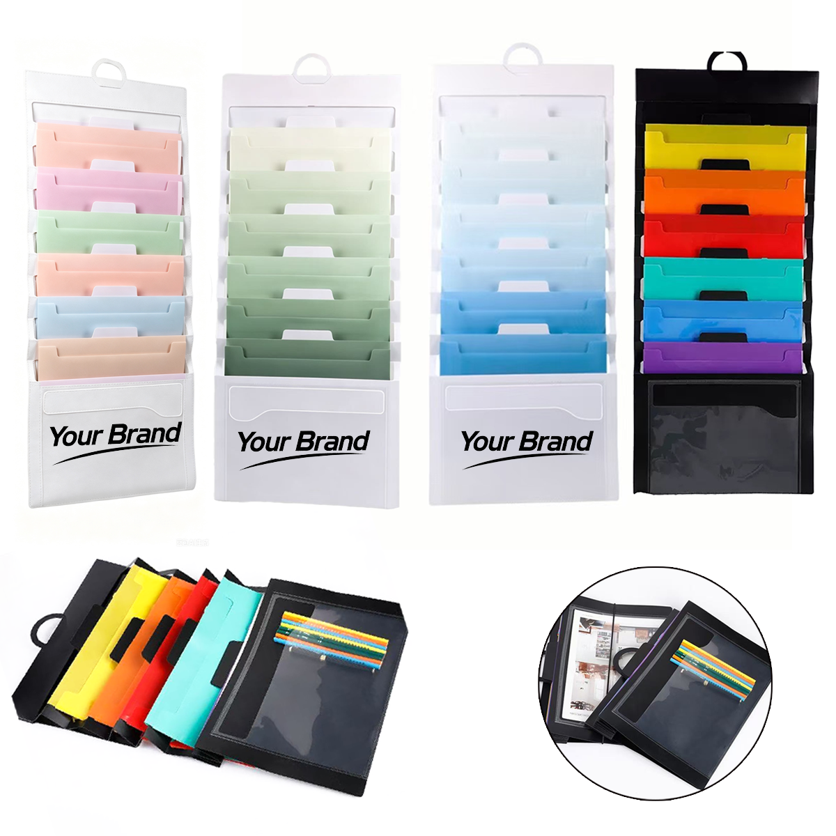 Standard A4 Hanging Accordion Folder with 6 Colorful Pockets