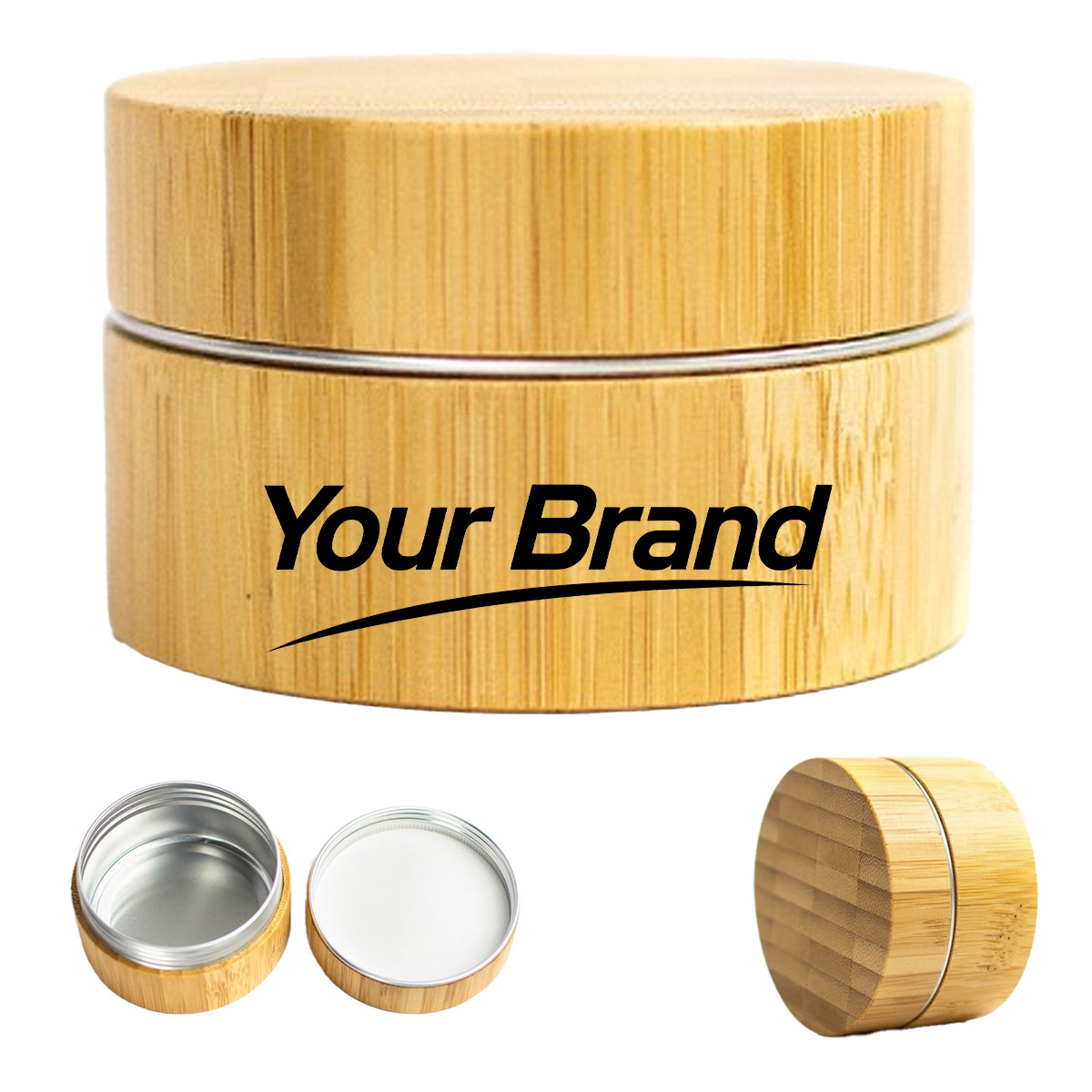 Sustainable Bamboo-Wrapped Aluminum Storage Tin&Cosmetic Jar