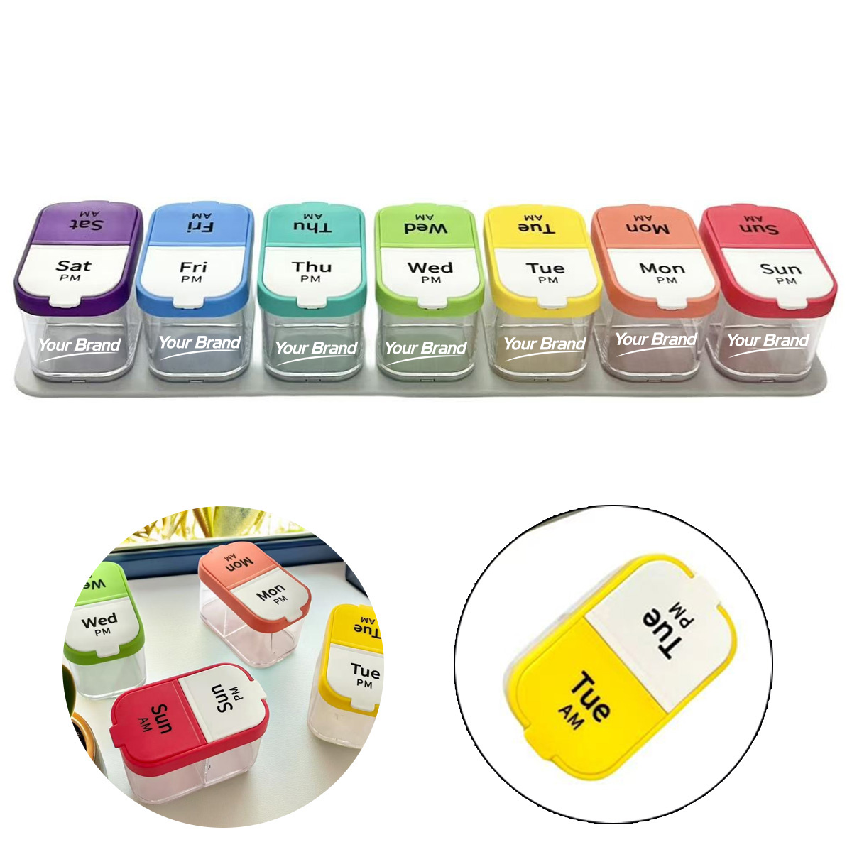 7-Day AM/PM Pill Organizer with 14 Food-Grade Compartments