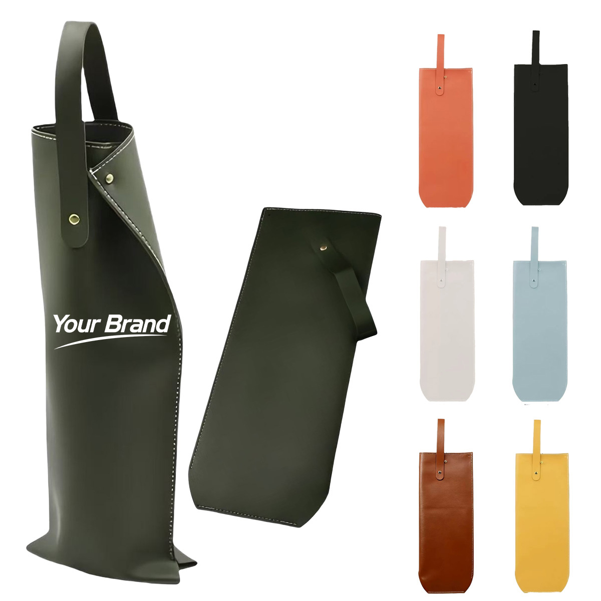 Premium Vegan Leather Single Bottle Wine Tote Bag