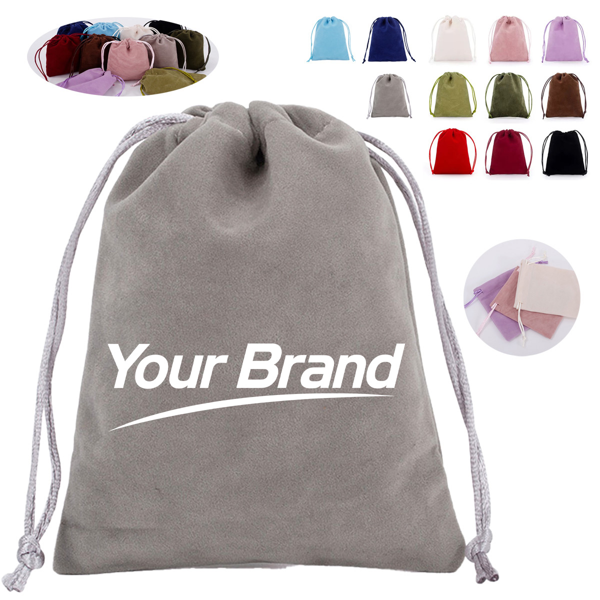Elegant Drawstring Suede Jewelry Pouch Dust Bag
