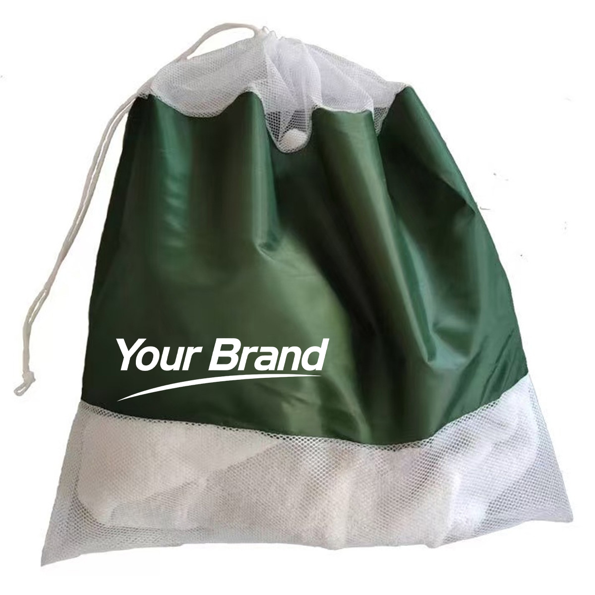 Reusable Mesh Drawstring Laundry Bag with Branding Band