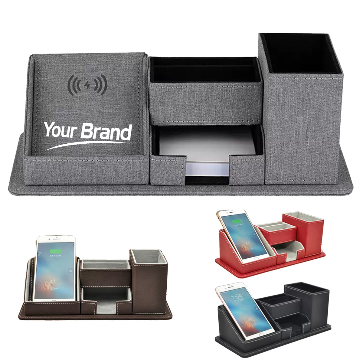 Universal Wireless Charging Desktop Organizer Phone Stand