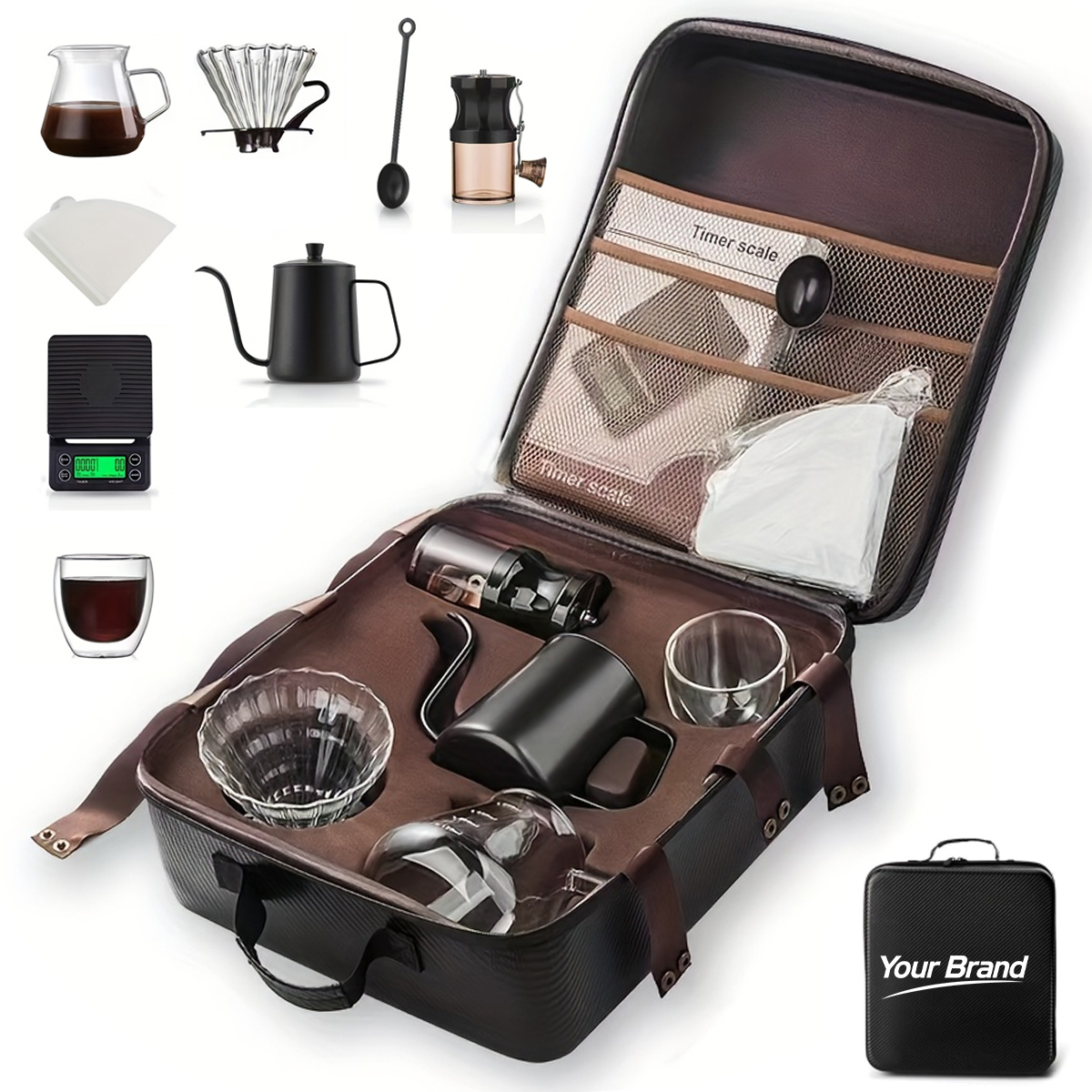 Premium All-in-One Portable Pour-Over Coffee Set w/ Case