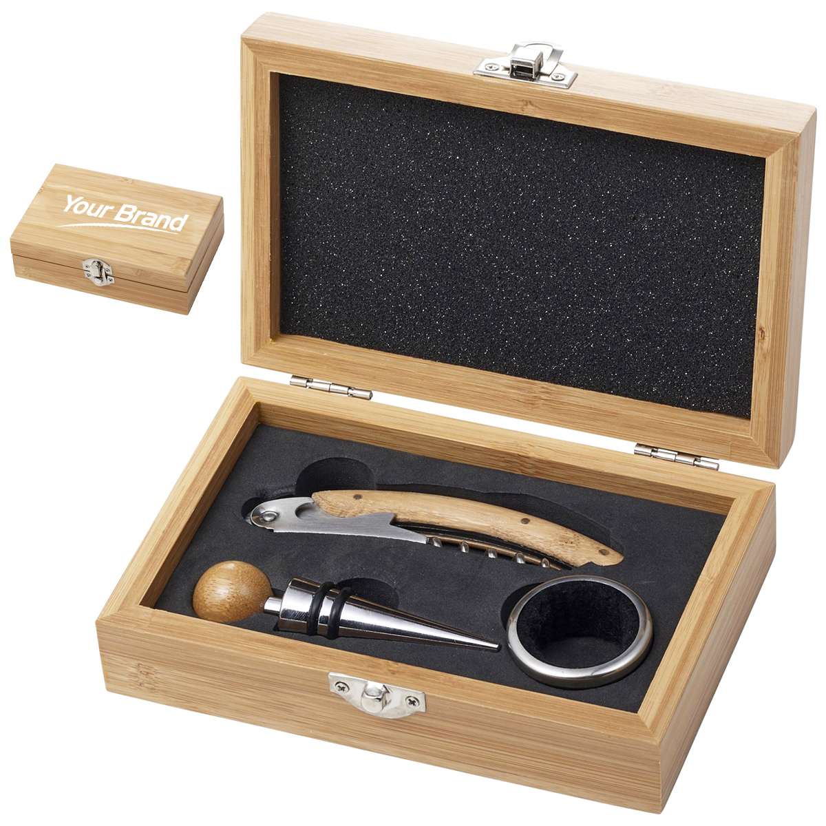 3-Piece Bamboo Wine Accessory Gift Set