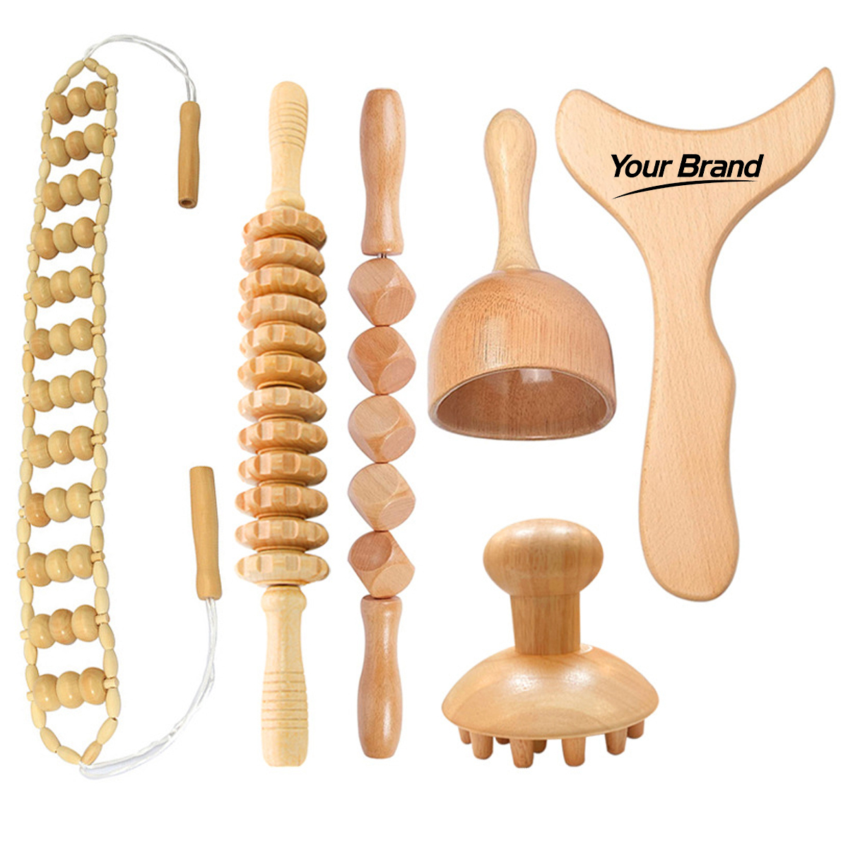 6-Piece Wood Therapy Massage Tool Kit