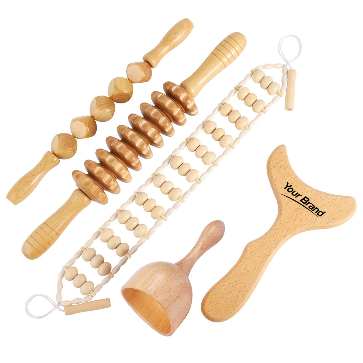 5-Piece Wood Therapy Massage Tool Kit with Gift Box