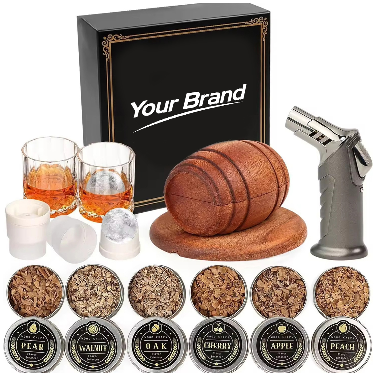 Deluxe Barrel-Style Whiskey Smoker Kit