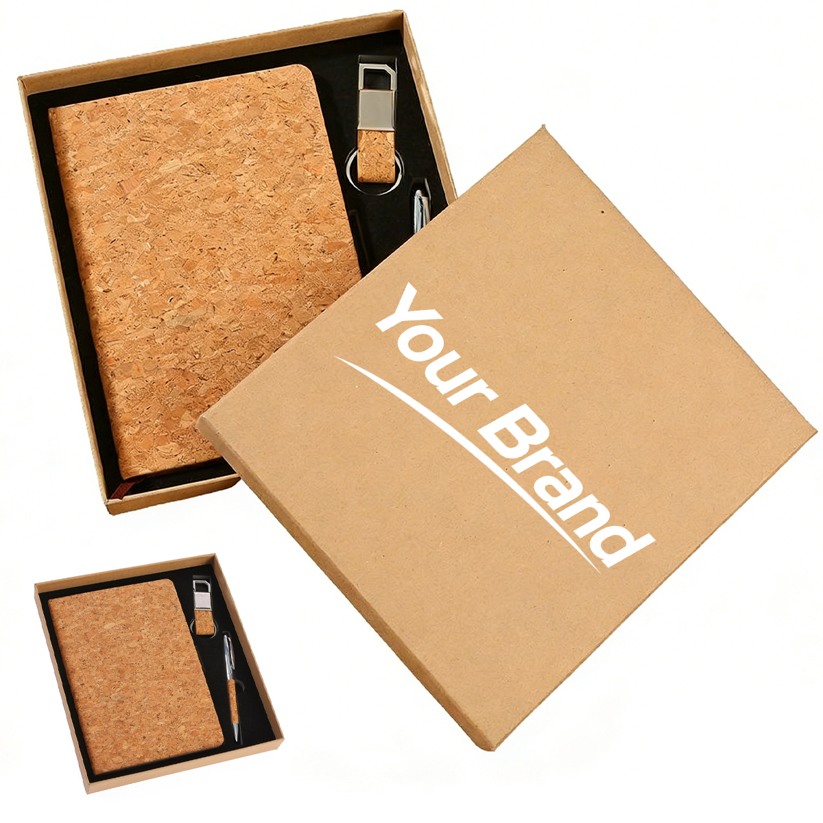 Eco Friendly Natural Cork Notebook Pen Keychain Gift Set