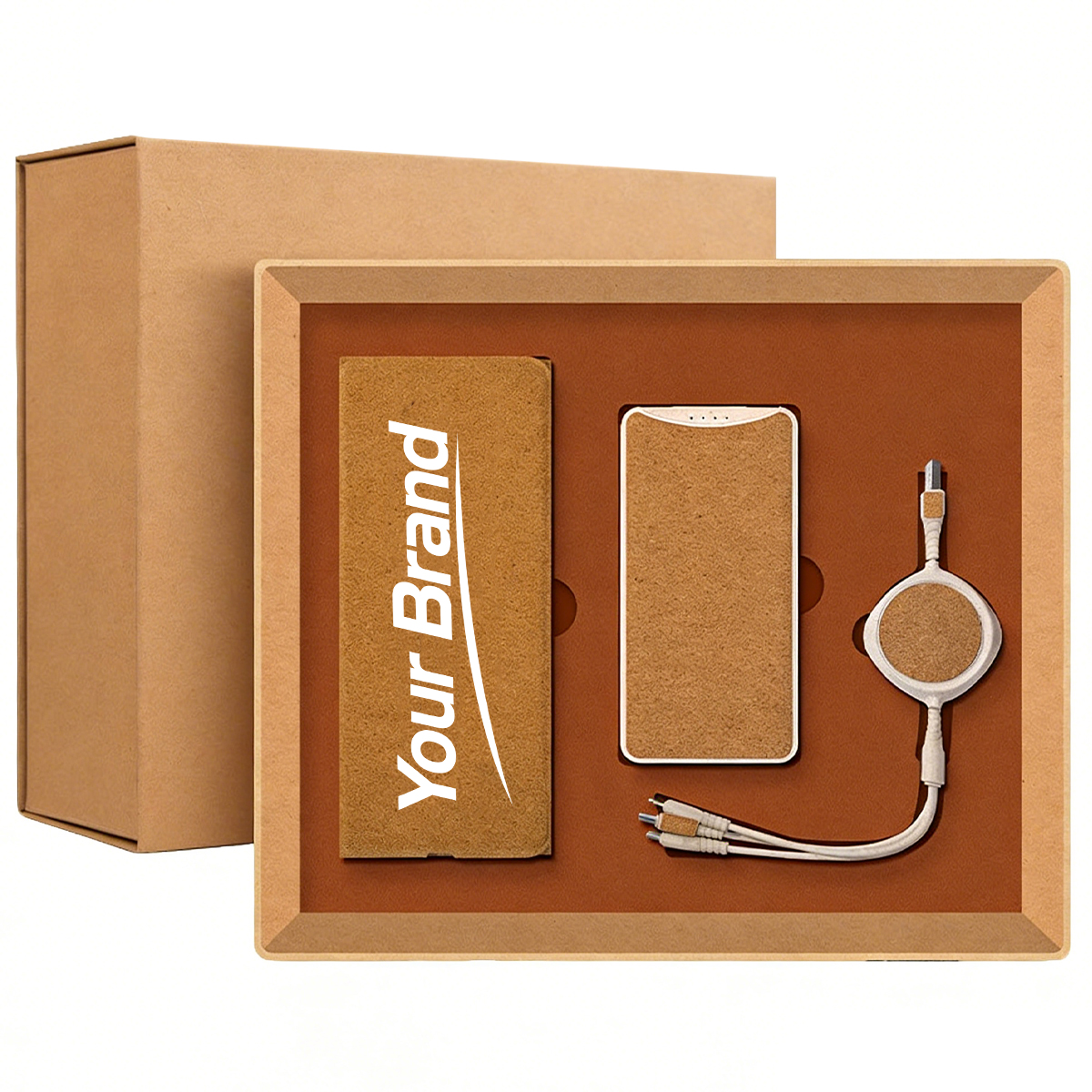 Eco Cork Wireless Charging Mouse Pad Power Bank Cable Kit