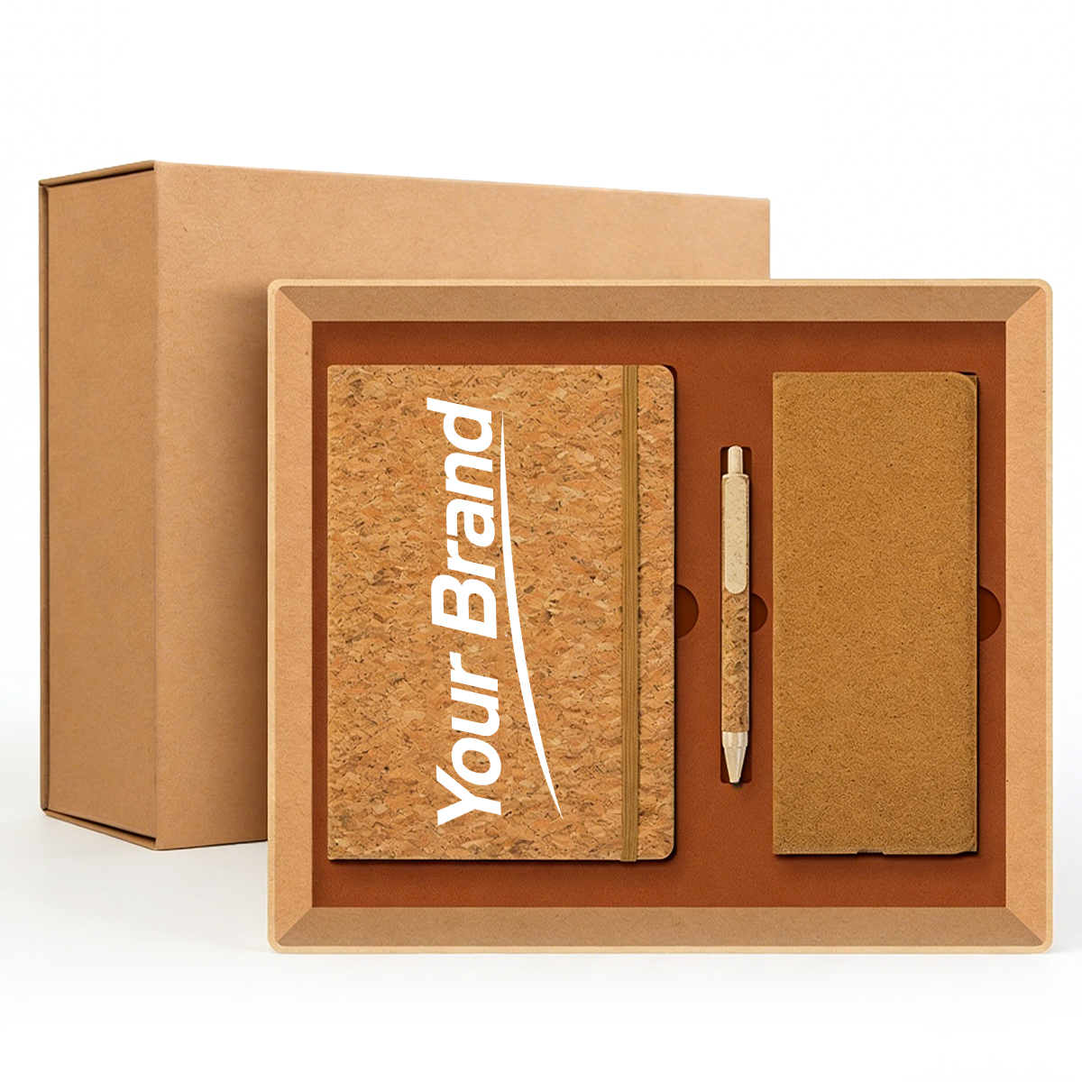 Sustainable Cork Wireless Charging Mouse Pad Notebook Set