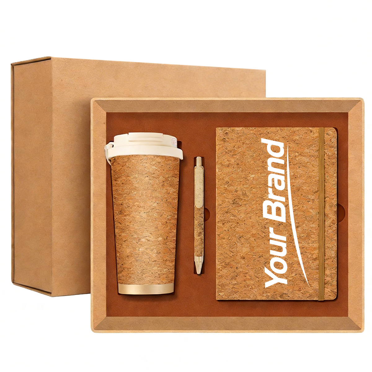 Sustainable Cork Tumbler Notebook And Pen 3-Piece Gift Set