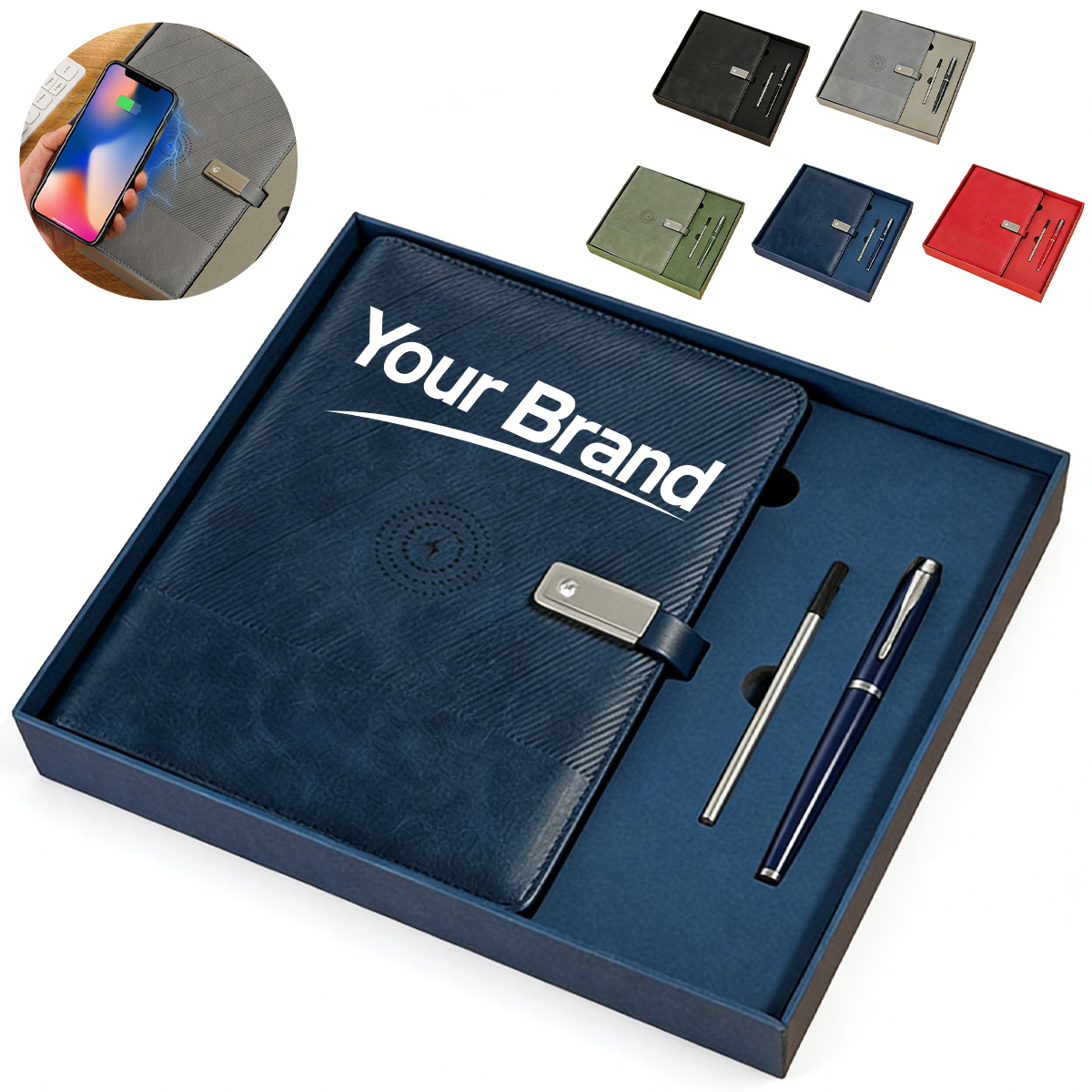 Multifunctional A5 Wireless Charging Notebook Power Bank Set
