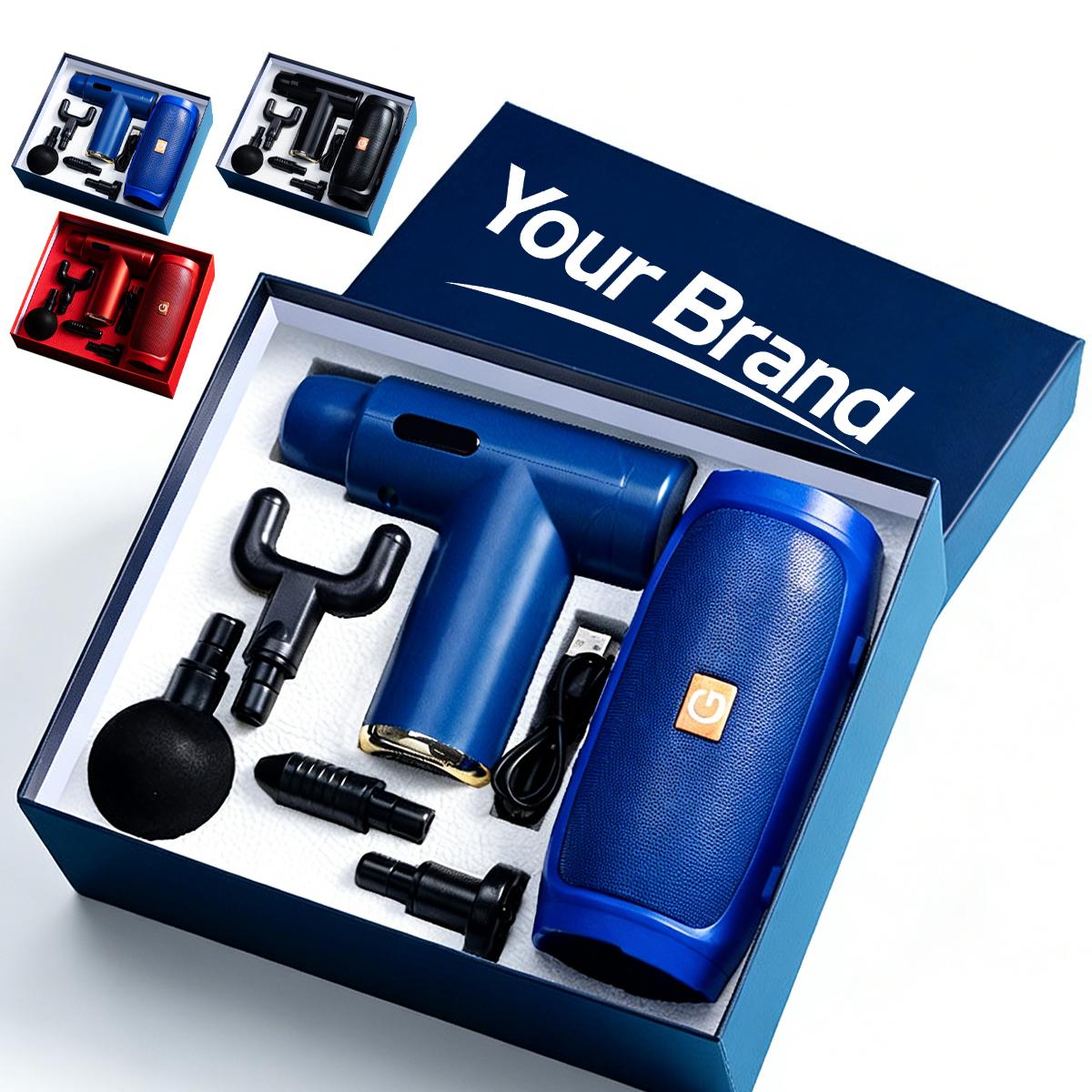 Portable Massage Gun And Bluetooth Speaker Wellness Gift Set