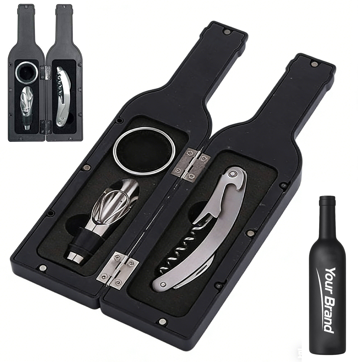 Creative Wine Bottle Shaped 3-Piece Bar Tool Gift Set