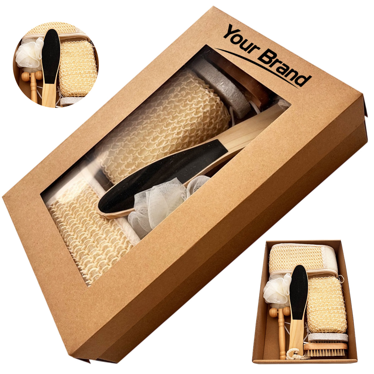 Bath Body Scrub Set Seven Pieces Exfoliating Brush Kit