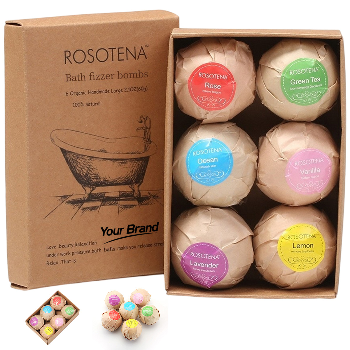 Natural Handmade Bath Fizzer Balls Aromatherapy Set