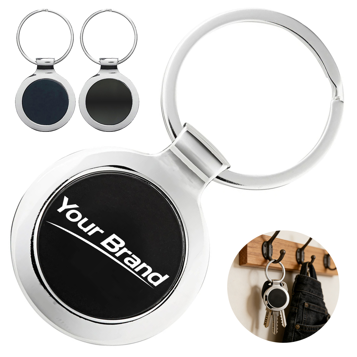 Zinc Alloy Metal Round Keychain