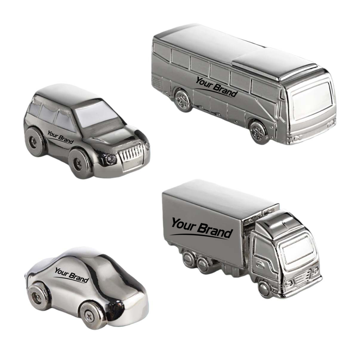 3D Chrome Bus Metal Keychain