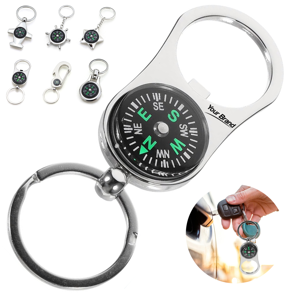 Metal Compass Keychain