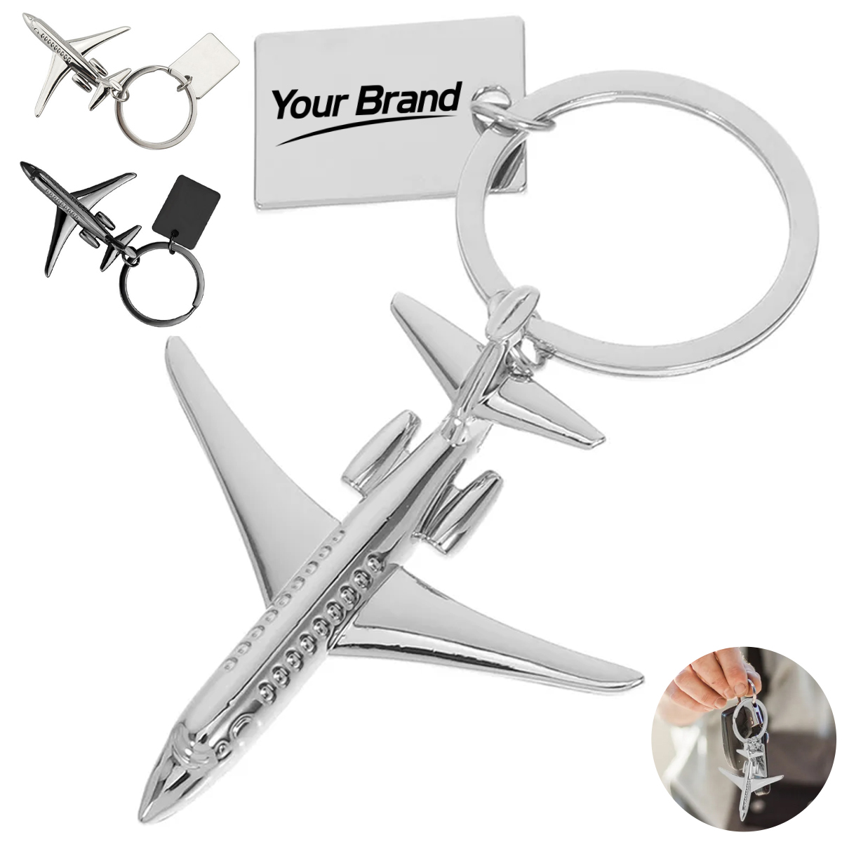 3D Airplane Metal Keychain