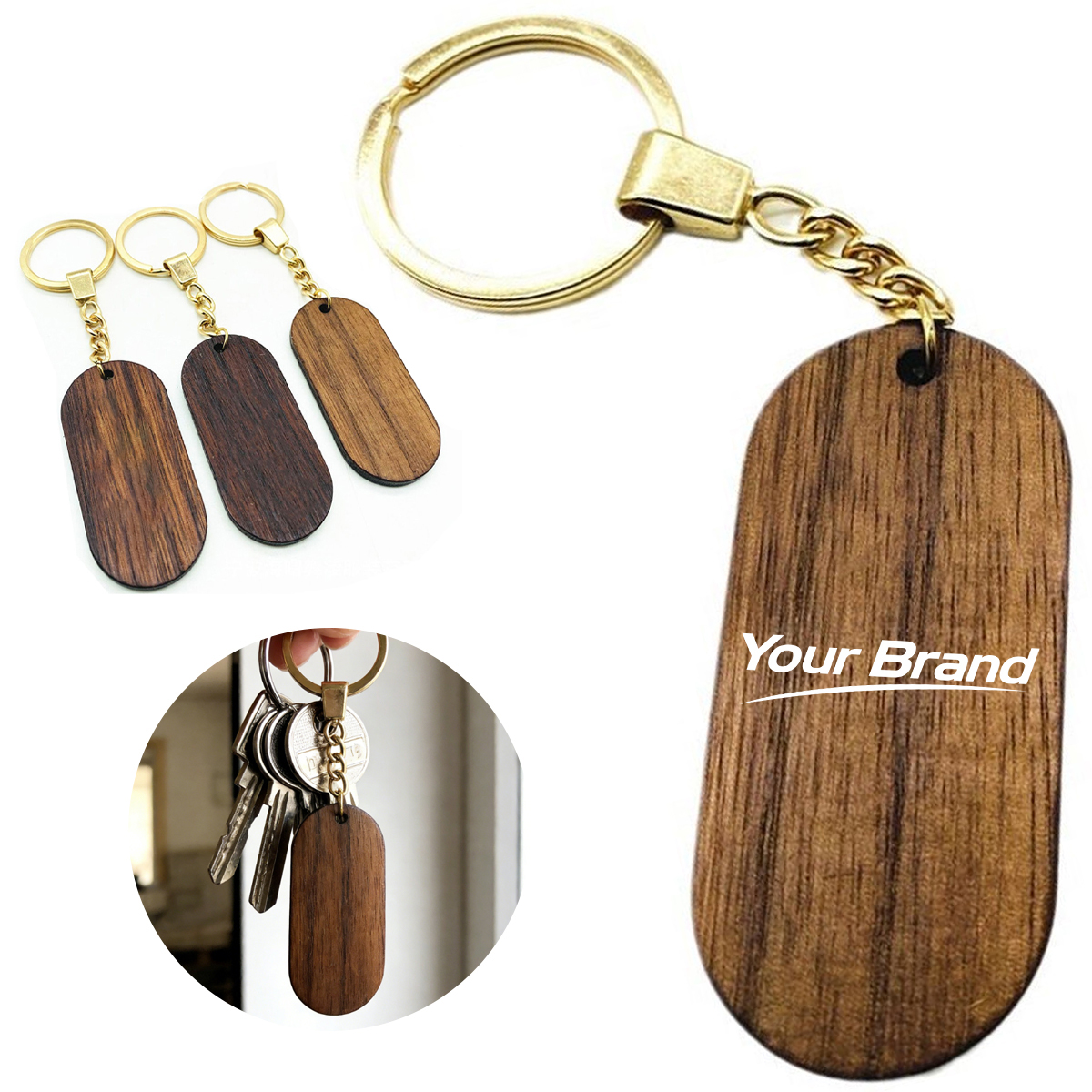 Playground Shaped Walnut Keychain