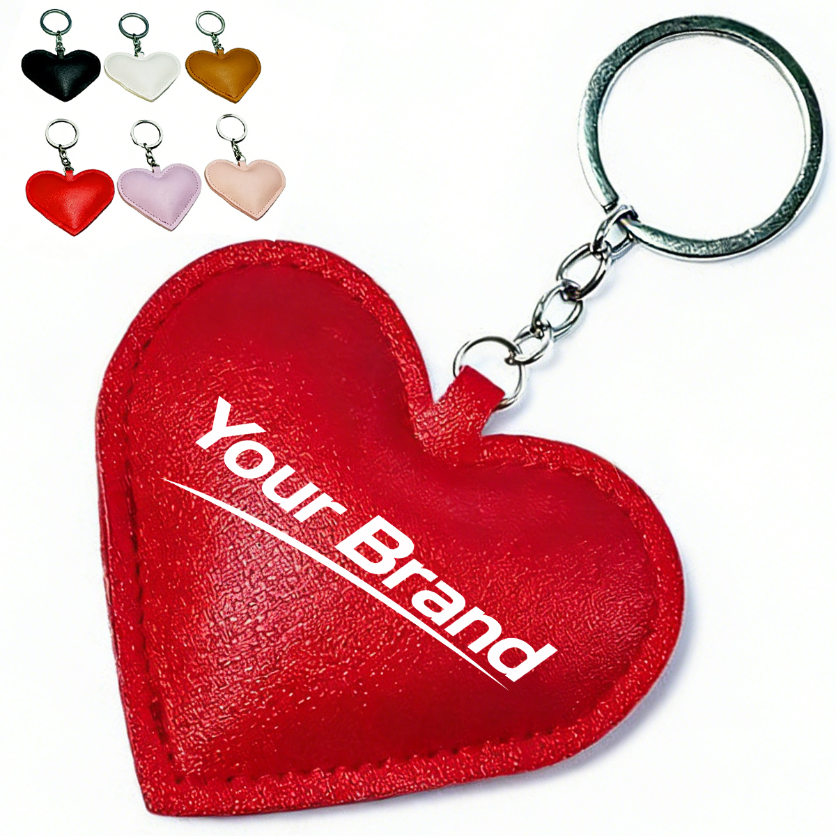 Padded Leather Heart Keychain