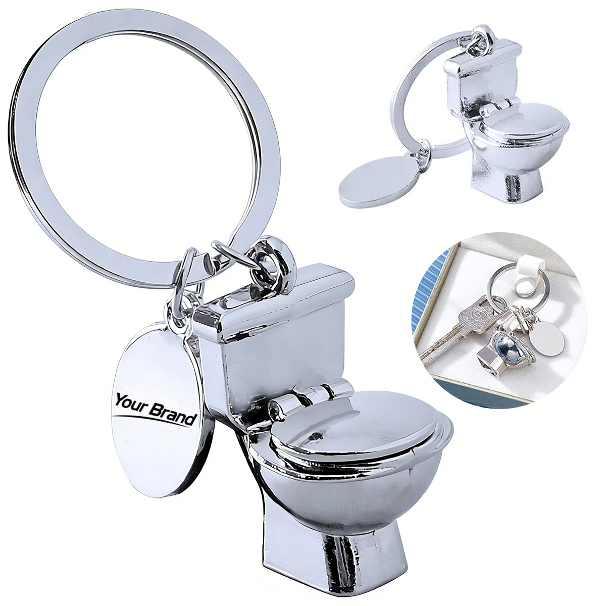 Toilet Keychain with Tag