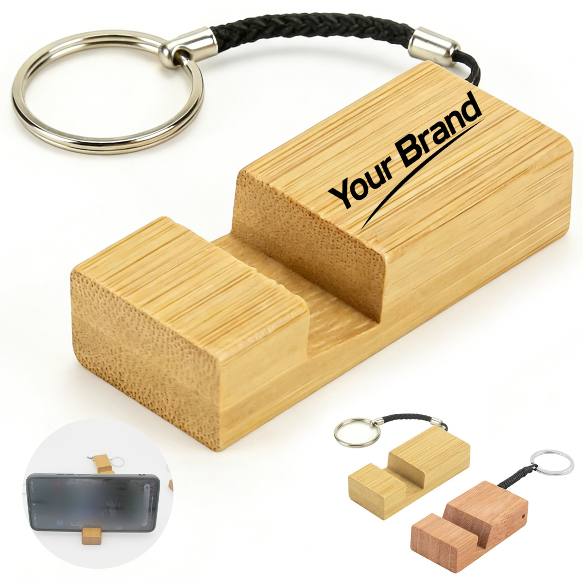 Wooden Phone Stand Keychain
