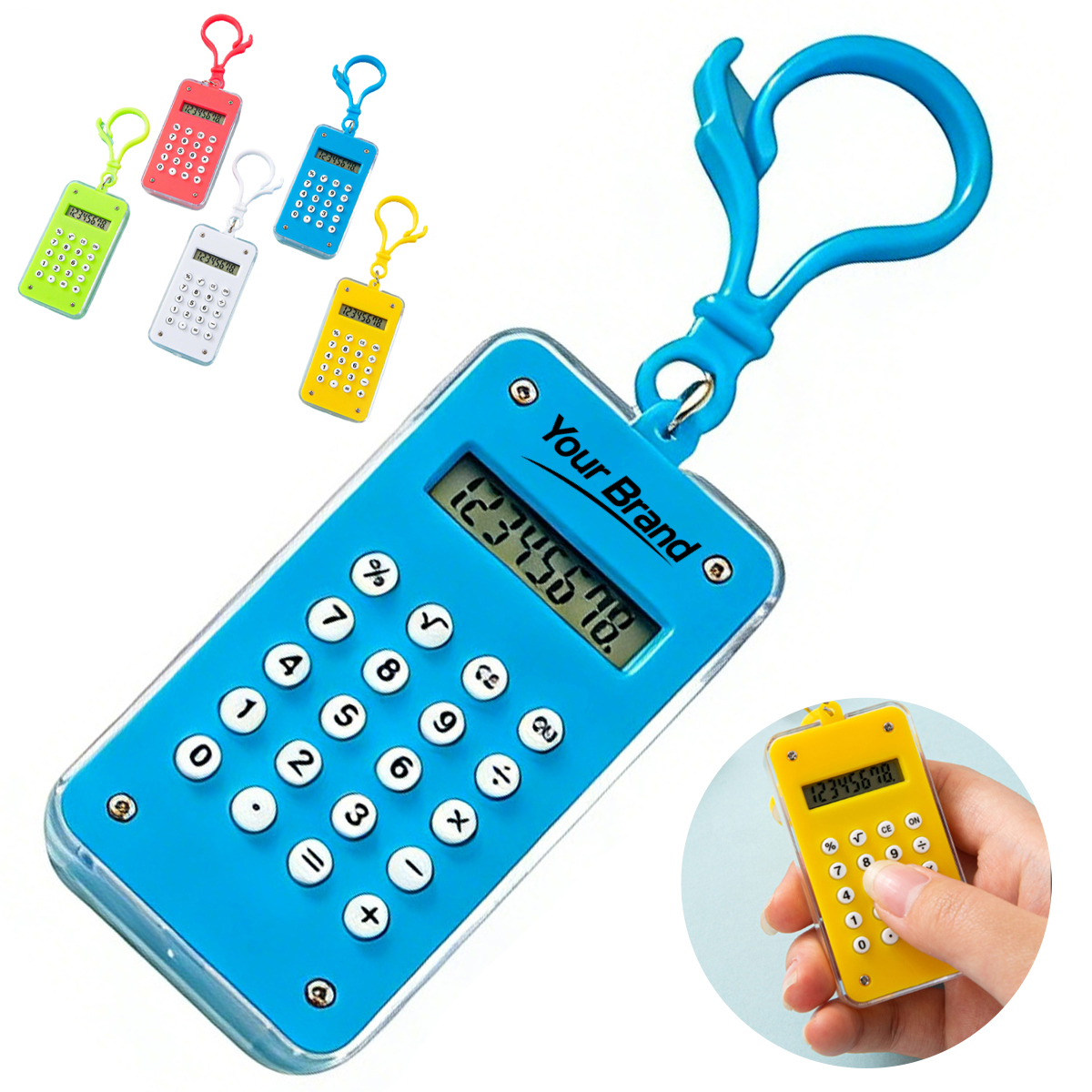 Portable 8 Digit Mini Electronic Calculator Keychain