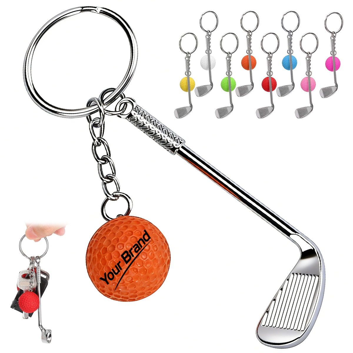 Miniature Golf Club and Ball Sport Keychain