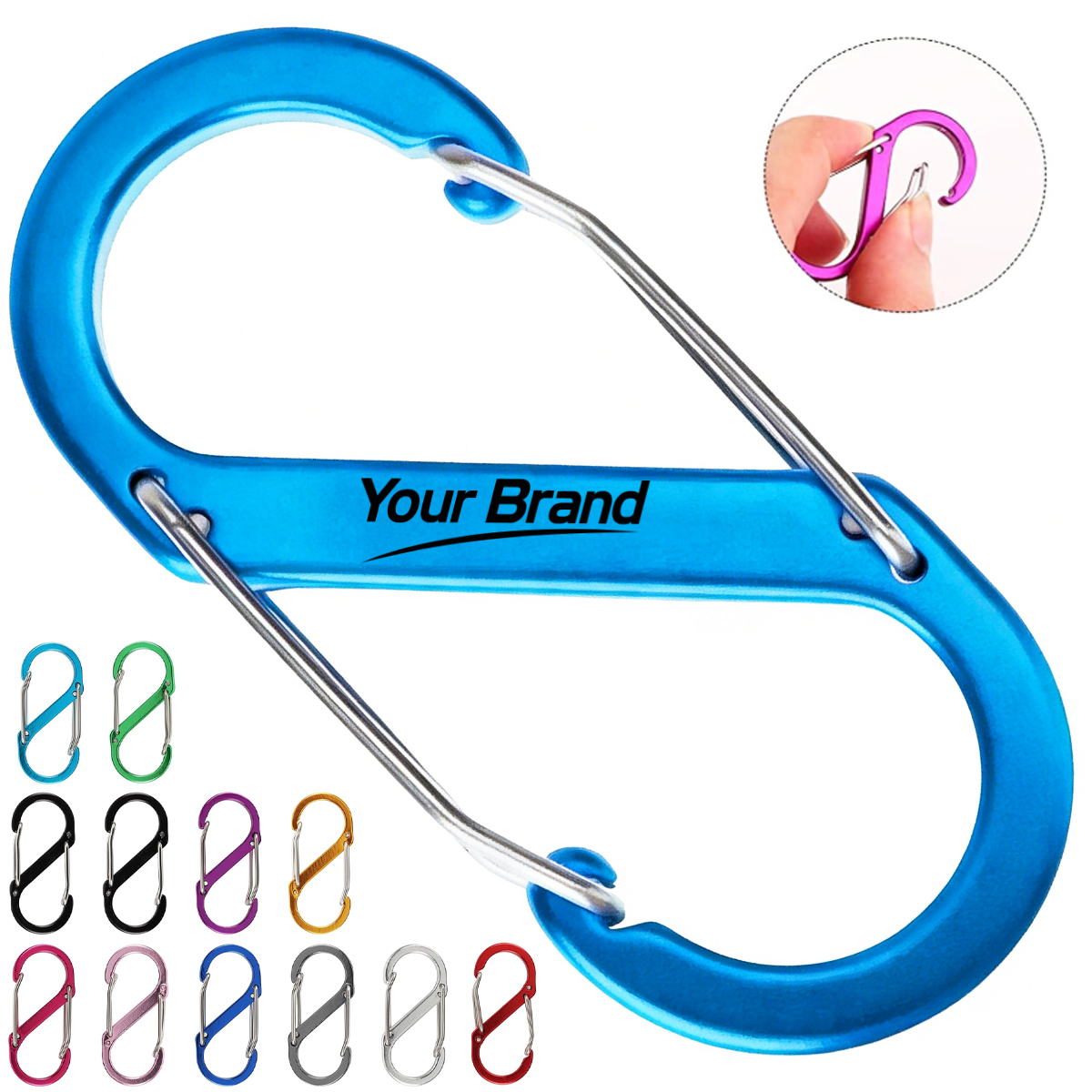 S Shape Dual Spring Gate Carabiner Keychain