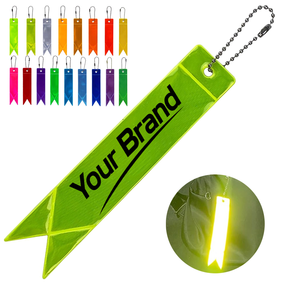 Reflective PVC Ribbon Safety Keychain