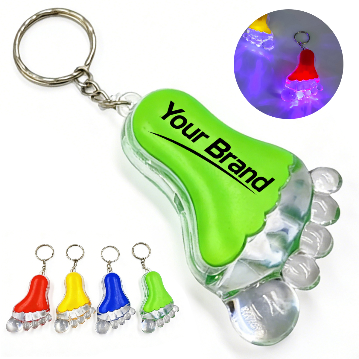 Footprint Shape LED Safety Keychain
