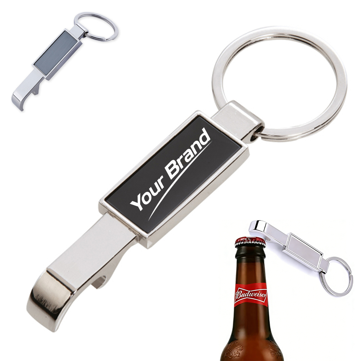Zinc Alloy Beer Bottle Opener Keychain